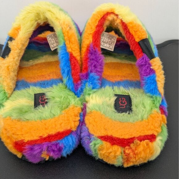 Ugg Fluff You Cali Collage Slippers Adult Size 11 Slip-On Rainbow Pride Colorful - Picture 2 of 11